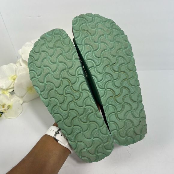 Birkenstock Green Sandals with Silver Buckles - Picture 12 of 14